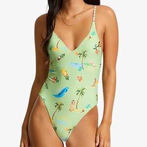 seafolly v neck one piece high leg line swimsuit